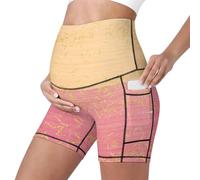Mateju Pantalon de Maternité Court Legging Grossesse Taille Haute, Extensible Legging Femme Opaque, Souple Shorts de Maternité pour Enceintes Maison Yoga Sport (Rose-Doré,S)
