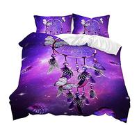 Mateju Parure de Lit 1/2 Personnes, 3D Sets de Housses de Couettes Ensemble de Literie avec Imprimé Attrape-rêves Housses Couette + 2 Taies d'oreillers (Papillon Violet,260x230cm)