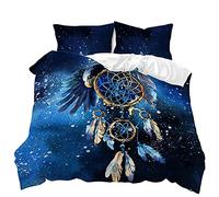 Mateju Parure de Lit 1/2 Personnes, 3D Sets de Housses de Couettes Ensemble de Literie avec Imprimé Attrape-rêves Housses Couette + 2 Taies d'oreillers (Galaxie Bleue,200x200cm)