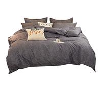 Mateju Parure de Lit 3 Pièces, Couleur Unie Style Simple Ensemble de Literie avec Housse de Couette et Taies d'oreiller pour Lit 1-2 Personnes, Adulte et Enfant (Gris,220x240cm)