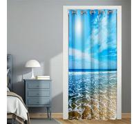 Mateju Paysage de Plage Été Rideau de Porte Interieur,Rideau Occultant à Oeillets,Voilage Fenetre Isolation,Rideaux Salonà, pour Séparation de Pièce Chambre Cuisine Salon (Mer,130x180cm)
