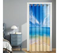 Mateju Paysage de Plage Été Rideau de Porte Interieur,Rideau Occultant à Oeillets,Voilage Fenetre Isolation,Rideaux Salonà, pour Séparation de Pièce Chambre Cuisine Salon (Plage 3,120x180cm)