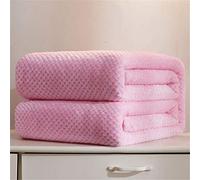 Mateju Plaid Flanelle Couverture Peluche, Throw Blanket Pour Couvre-Lit Adulte Mouton, Laine Plaid Canapé Jetés de Literie (200x230cm, Rose)