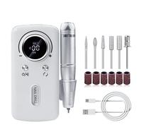 Mateju Ponceuse pour Ongles Professionnel, Lime a Ongle Electrique Ponceuse Professionnelle pour Pied Portable Manicure Kit pour le Gel Acrylique Ongles Set Manucure Pedicure (V1 Blanc)