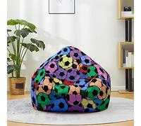 Mateju Pouf Poire 3D Football, Pouf Coton et Lin Sac Haricots sans Remplissage Soft Canapé Chambre, Lavable Sac de Haricots pour Enfant, Adulte (Coloré,70x80cm)