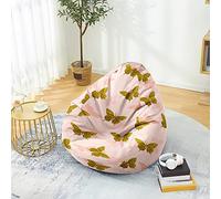 Mateju Pouf Poire Adulte et Enfants, Papillon Brillant 3D Pouf Geant Chambre, Bean Bag Chair, pour Grand Canapé, Chaise Longue Grande, Fauteuil de Salon pour Intérieur Extérieur (Rose,XL)
