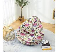 Mateju Pouf Poire Adulte et Enfants, Reine des Fleurs 3D Pouf Geant Chambre, Bean Bag Chair, pour Grand Canapé, Chaise Longue Grande, Fauteuil de Salon pour Intérieur Extérieur (S,Rose2)