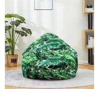 Mateju Pouf Poire Coton et Lin, Pouf 3D Plantes Tropicales Sac Haricots sans Remplissage Soft Canapé Chambre, Lavable Sac de Haricots pour Enfant, Adulte (Vert foncé,90x110cm)