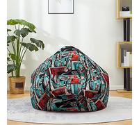 Mateju Pouf Poire Coton et Lin, Pouf Impression 3D de Peinture à l'huile Sac Haricots sans Remplissage Soft Canapé Chambre, Lavable Sac de Haricots pour Enfant, Adulte (Vert Rouge,70x80cm)