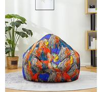 Mateju Pouf Poire Coton et Lin, Pouf Impression 3D de Peinture à l'huile Sac Haricots sans Remplissage Soft Canapé Chambre, Lavable Sac de Haricots pour Enfant, Adulte (Bleu Orange,90x110cm)