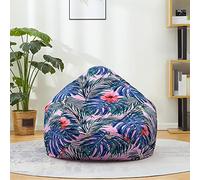 Mateju Pouf Poire Coton et Lin, Pouf Impression 3D de Plantes Sac Haricots sans Remplissage Soft Canapé Chambre, Lavable Sac de Haricots pour Enfant, Adulte (Bleu Rose,80x90cm)
