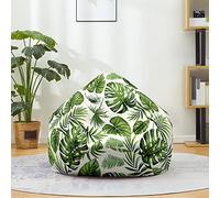 Mateju Pouf Poire Coton et Lin, Pouf Impression 3D de Plantes Sac Haricots sans Remplissage Soft Canapé Chambre, Lavable Sac de Haricots pour Enfant, Adulte (Blanc Vert,80x90cm)