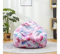 Mateju Pouf Poire Coton et Lin, Pouf Impression 3D de Tie-Dye Sac Haricots sans Remplissage Soft Canapé Chambre, Lavable Sac de Haricots pour Enfant, Adulte (Rose Bleu,100x120cm)