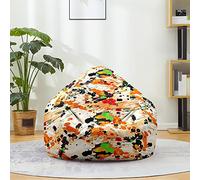 Mateju Pouf Poire Coton et Lin, Pouf Impression 3D de Tie-Dye Sac Haricots sans Remplissage Soft Canapé Chambre, Lavable Sac de Haricots pour Enfant, Adulte (Orange,70x80cm)
