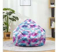 Mateju Pouf Poire Coton et Lin, Pouf Impression 3D de Tie-Dye Sac Haricots sans Remplissage Soft Canapé Chambre, Lavable Sac de Haricots pour Enfant, Adulte (Bleu Violet,100x120cm)