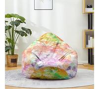 Mateju Pouf Poire Coton et Lin, Pouf Impression 3D de Tie-Dye Sac Haricots sans Remplissage Soft Canapé Chambre, Lavable Sac de Haricots pour Enfant, Adulte (Orange Vert,70x80cm)