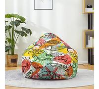 Mateju Pouf Poire Coton et Lin, Pouf Impression 3D Monde sous-Marin Sac Haricots sans Remplissage Soft Canapé Chambre, Lavable Sac de Haricots pour Enfant, Adulte (Vert-Rouge 1,70x80cm)