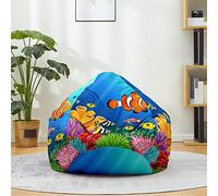 Mateju Pouf Poire Coton et Lin, Pouf Impression 3D Monde sous-Marin Sac Haricots sans Remplissage Soft Canapé Chambre, Lavable Sac de Haricots pour Enfant, Adulte (Bleu 2,80x90cm)