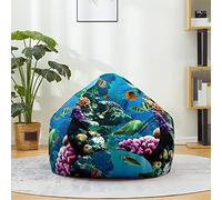 Mateju Pouf Poire Coton et Lin, Pouf Impression 3D Monde sous-Marin Sac Haricots sans Remplissage Soft Canapé Chambre, Lavable Sac de Haricots pour Enfant, Adulte (Bleu 8,80x90cm)