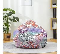 Mateju Pouf Poire Coton et Lin, Pouf Impression 3D Monde sous-Marin Sac Haricots sans Remplissage Soft Canapé Chambre, Lavable Sac de Haricots pour Enfant, Adulte (Bleu-Rose 1,100x120cm)