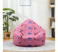 Mateju Pouf Poire Coton et Lin, Pouf Tortues Marines et Méduses Sac Haricots sans Remplissage Soft Canapé Chambre, Lavable Sac de Haricots pour Enfant, Adulte (Rose Bleu,100x120cm)