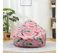 Mateju Pouf Poire Coton et Lin, Pouf Tortues Marines et Méduses Sac Haricots sans Remplissage Soft Canapé Chambre, Lavable Sac de Haricots pour Enfant, Adulte (Rose Vert,100x120cm)