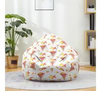 Mateju Pouf Poire Coton et Lin, Pouf Tortues Marines et Méduses Sac Haricots sans Remplissage Soft Canapé Chambre, Lavable Sac de Haricots pour Enfant, Adulte (Blanc Jaune,80x90cm)