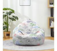 Mateju Pouf Poire Coton et Lin, Pouf Tortues Marines et Méduses Sac Haricots sans Remplissage Soft Canapé Chambre, Lavable Sac de Haricots pour Enfant, Adulte (Blanc,80x90cm)
