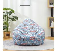 Mateju Pouf Poire Coton et Lin, Pouf Tortues Marines et Méduses Sac Haricots sans Remplissage Soft Canapé Chambre, Lavable Sac de Haricots pour Enfant, Adulte (Bleu Rose,90x110cm)