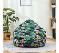 Mateju Pouf Poire Flamant Rose en 3D, Pouf Coton et Lin Sac Haricots sans Remplissage Soft Canapé Chambre, Lavable Sac de Haricots pour Enfant, Adulte (Vert-Rose,100x120cm)