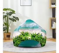 Mateju Pouf Poire Impression 3D Plage, Pouf Coton et Lin Sac Haricots sans Remplissage Soft Canapé Chambre, Lavable Sac de Haricots pour Enfant, Adulte (Vert,100x120cm)