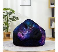 Mateju Pouf Poire Impression Ciel Étoilé, Pouf Coton et Lin Sac Haricots sans Remplissage Soft Canapé Chambre, Lavable Sac de Haricots pour Enfant, Adulte (Bleu Rose 4,70x80cm)