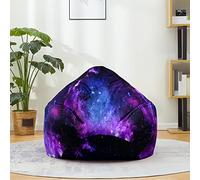 Mateju Pouf Poire Impression Ciel Étoilé, Pouf Coton et Lin Sac Haricots sans Remplissage Soft Canapé Chambre, Lavable Sac de Haricots pour Enfant, Adulte (Bleu Violet,70x80cm)