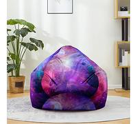 Mateju Pouf Poire Impression Ciel Étoilé, Pouf Coton et Lin Sac Haricots sans Remplissage Soft Canapé Chambre, Lavable Sac de Haricots pour Enfant, Adulte (Bleu Rose 5,70x80cm)