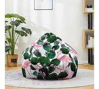 Mateju Pouf Poire Imprimé Cactus, Pouf Coton et Lin Sac Haricots sans Remplissage Soft Canapé Chambre, Lavable Sac de Haricots pour Enfant, Adulte (Cactus 5,90x110cm)