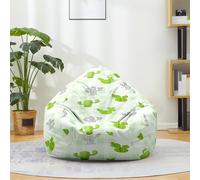 Mateju Pouf Poire Imprimé Cactus, Pouf Coton et Lin Sac Haricots sans Remplissage Soft Canapé Chambre, Lavable Sac de Haricots pour Enfant, Adulte (Blanc-Vert,70x80cm)