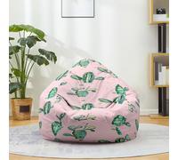 Mateju Pouf Poire Imprimé Cactus, Pouf Coton et Lin Sac Haricots sans Remplissage Soft Canapé Chambre, Lavable Sac de Haricots pour Enfant, Adulte (Rose-Vert 2,70x80cm)