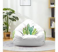 Mateju Pouf Poire Imprimé Cactus, Pouf Coton et Lin Sac Haricots sans Remplissage Soft Canapé Chambre, Lavable Sac de Haricots pour Enfant, Adulte (Cactus 2,80x90cm)