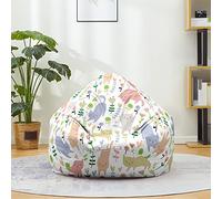 Mateju Pouf Poire Imprimé Chat, Pouf Coton et Lin Sac Haricots sans Remplissage Soft Canapé Chambre, Lavable Sac de Haricots pour Enfant, Adulte (Bleu Rose,80x90cm)