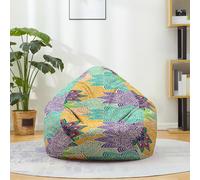 Mateju Pouf Poire Imprimé Mandala, Pouf Coton et Lin Sac Haricots sans Remplissage Soft Canapé Chambre, Lavable Sac de Haricots pour Enfant, Adulte (Bleu-Café 2,90x110cm)