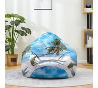 Mateju Pouf Poire Palmier en 3D, Pouf Coton et Lin Sac Haricots sans Remplissage Soft Canapé Chambre, Lavable Sac de Haricots pour Enfant, Adulte (Bleu Ciel 2,100x120cm)
