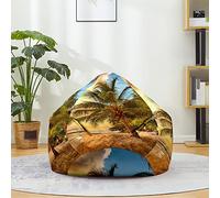 Mateju Pouf Poire Palmier en 3D, Pouf Coton et Lin Sac Haricots sans Remplissage Soft Canapé Chambre, Lavable Sac de Haricots pour Enfant, Adulte (Bleu Ciel 1,70x80cm)