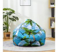 Mateju Pouf Poire Palmier en 3D, Pouf Coton et Lin Sac Haricots sans Remplissage Soft Canapé Chambre, Lavable Sac de Haricots pour Enfant, Adulte (Café Bleu,90x110cm)