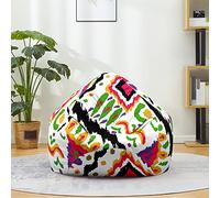 Mateju Pouf Poire Style Bohème, Pouf Coton et Lin Sac Haricots sans Remplissage Soft Canapé Chambre, Lavable Sac de Haricots pour Enfant, Adulte (Blanc Coloré,90x110cm)
