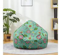 Mateju Pouf Poire Style Bohème, Pouf Coton et Lin Sac Haricots sans Remplissage Soft Canapé Chambre, Lavable Sac de Haricots pour Enfant, Adulte (Bleu Vert,100x120cm)