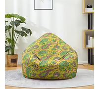 Mateju Pouf Poire Style Bohème, Pouf Coton et Lin Sac Haricots sans Remplissage Soft Canapé Chambre, Lavable Sac de Haricots pour Enfant, Adulte (Jaune Vert,80x90cm)