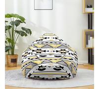 Mateju Pouf Poire Style Bohème, Pouf Coton et Lin Sac Haricots sans Remplissage Soft Canapé Chambre, Lavable Sac de Haricots pour Enfant, Adulte (Blanc Jaune 2,100x120cm)