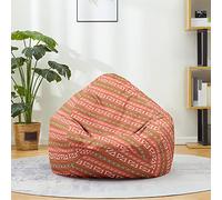 Mateju Pouf Poire Style Bohème, Pouf Coton et Lin Sac Haricots sans Remplissage Soft Canapé Chambre, Lavable Sac de Haricots pour Enfant, Adulte (Rose,100x120cm)