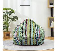 Mateju Pouf Poire Style Bohème, Pouf Coton et Lin Sac Haricots sans Remplissage Soft Canapé Chambre, Lavable Sac de Haricots pour Enfant, Adulte (Bleu Jaune,100x120cm)