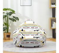 Mateju Pouf Poire Style Bohème, Pouf Coton et Lin Sac Haricots sans Remplissage Soft Canapé Chambre, Lavable Sac de Haricots pour Enfant, Adulte (Blanc Jaune 4,80x90cm)